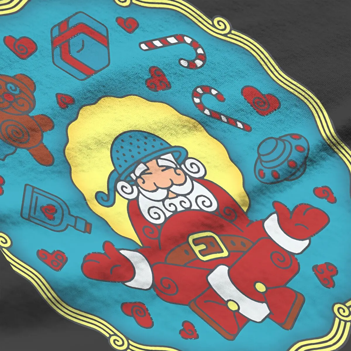 Футболка женская летняя из полиэстера с круглым вырезом и принтом Санта