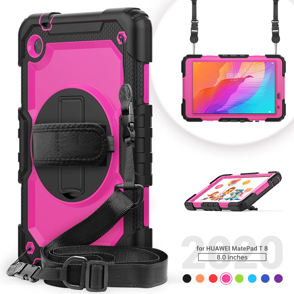 

Kids Safe Armor Strap Case For Huawei MatePad T8 8.0 T10 9.7 T10S T5 10 10.1 2020 AGS3-L09/W09 AGR-L09/W09 Heavy Duty Hard Cover