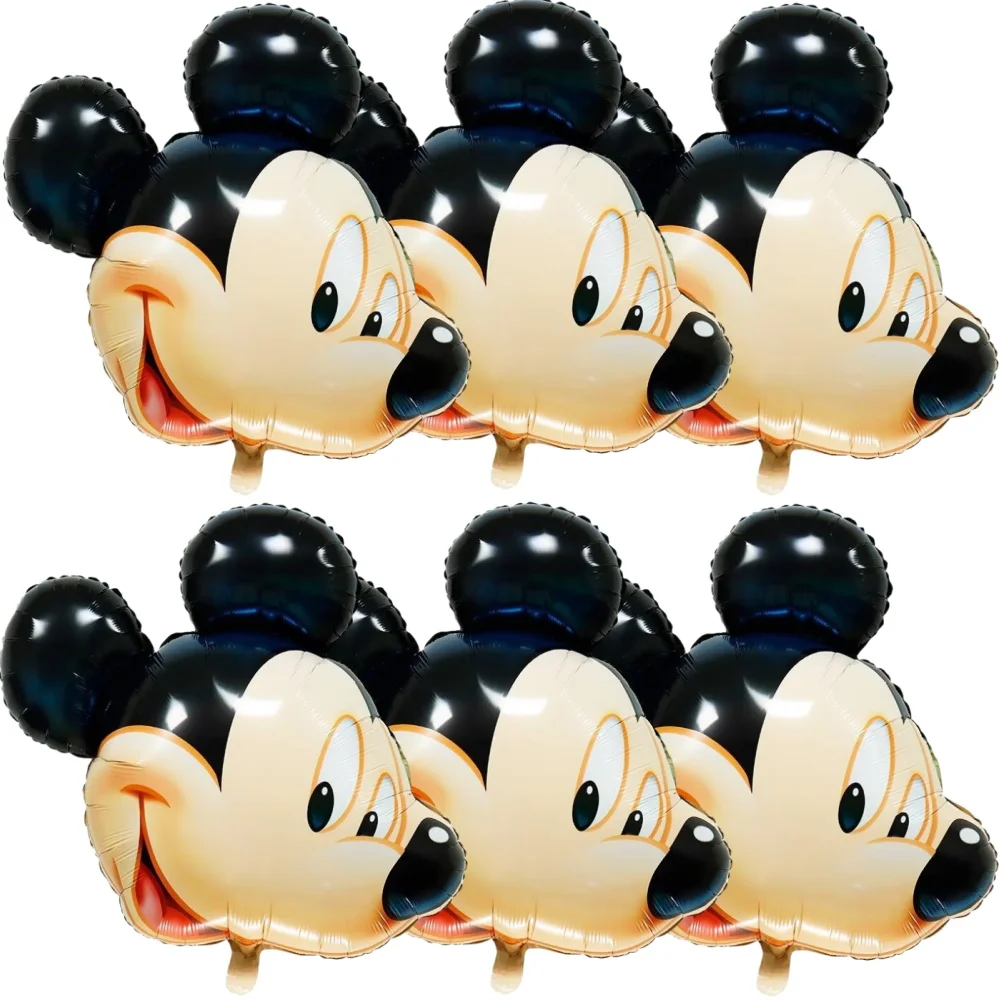 4/6Pcs Giant Mickey Minnie Mouse Head Balloons Cartoon Foil Balloon Baby Shower Birthday Party Decorations Kids Classic Toy Gift
