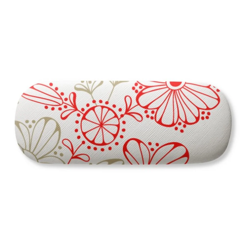 

Декоративный Чехол для очков, Жесткий Чехол для очков с красными свежими цветами и травой
