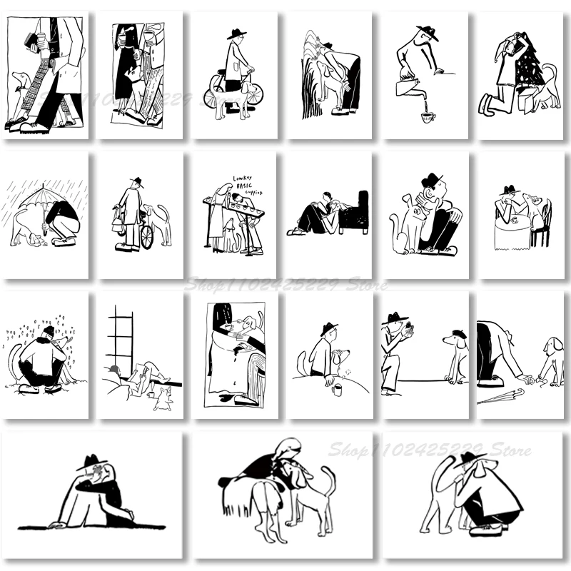 Черно-белый плакат &quotМой влюбленный и собака&quot