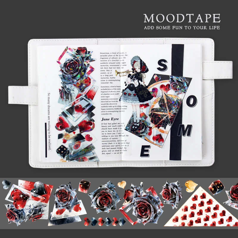 

10 метров, позолоченные ленты Moodtape для домашних животных, черные, розовые, красные сердца, Новые Стикеры «сделай сам» для журналов/6 см в ширину