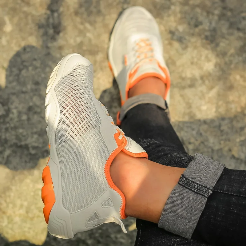 HIKEUP Men's Outdoor Shoes Breathable Hiking Casual Mesh Sneaker For Men Mountain Boots Designer Replica Shoes Factory Outlet