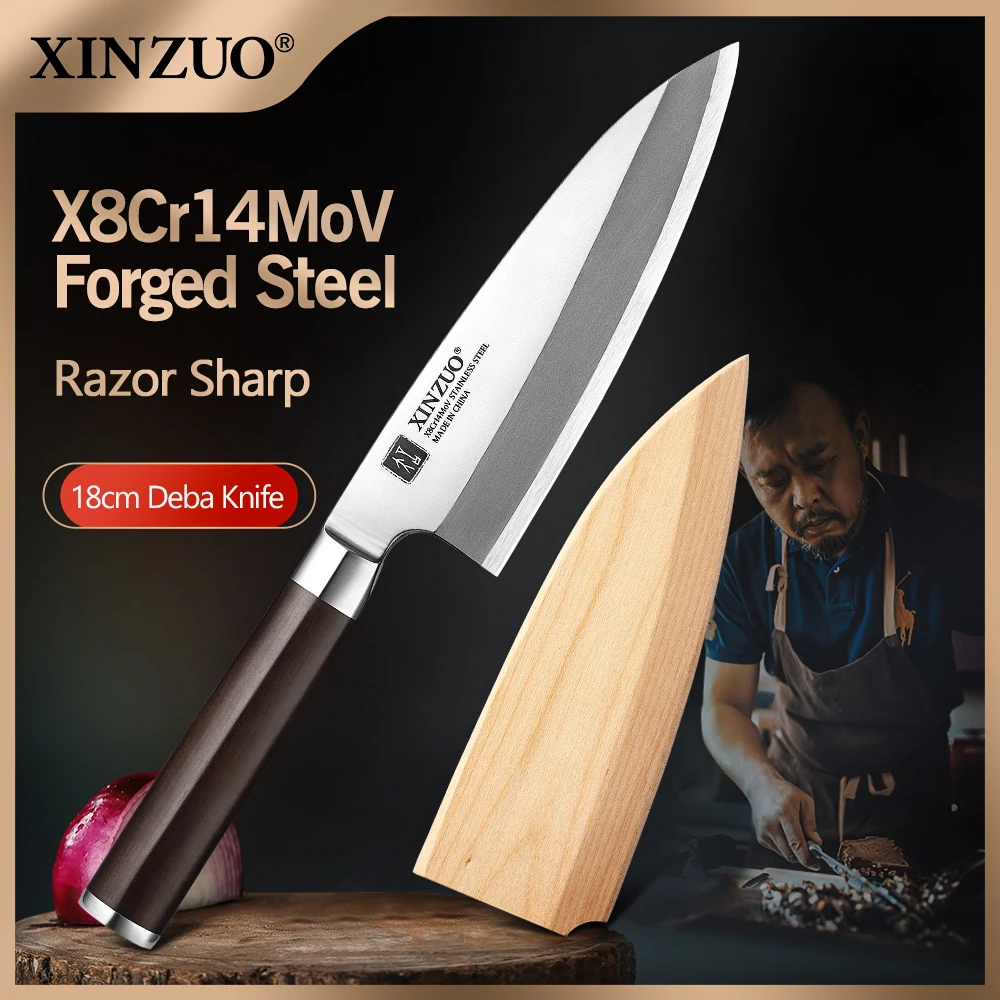 XINZUO 180 мм нож Gyuto с ножницами X8Cr14MoV кованая сталь суши сашими лосось Деба рыба филе кухонный нож шеф-повара