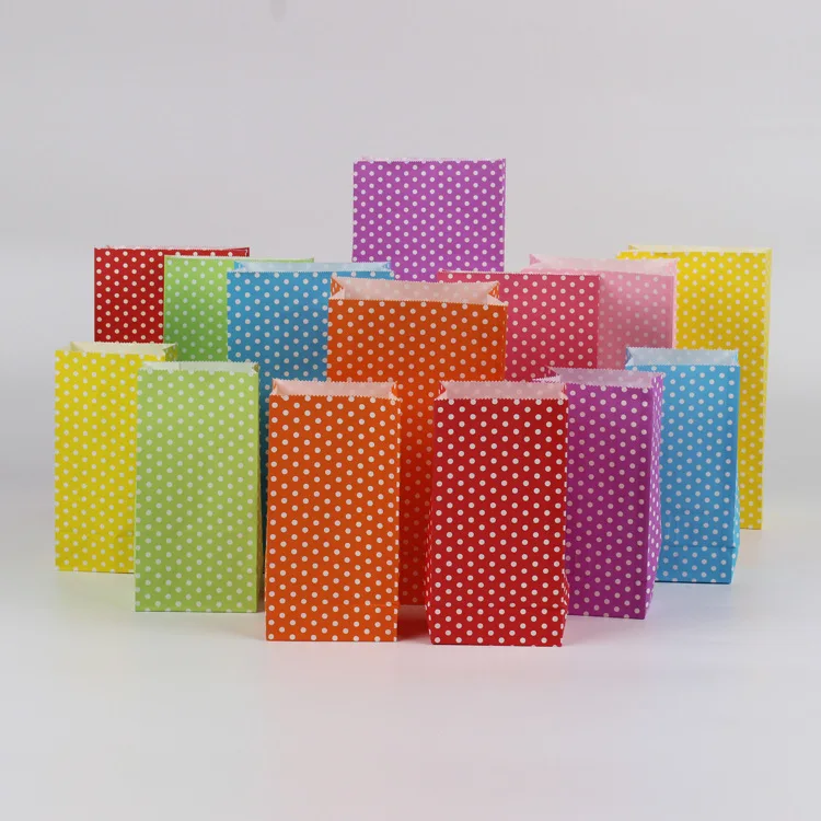 50 шт./лот мини-пакеты из крафт-бумаги стоячие пакеты в горошек для детской