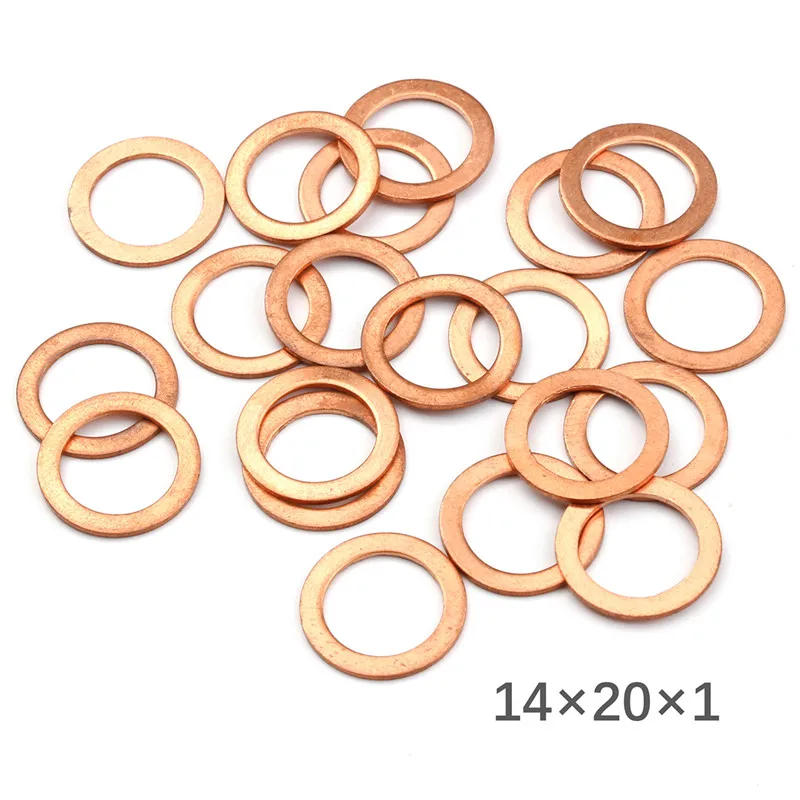 20/50pcs M6 M8 M10 M12 M14 M16 M18 M20Solid Copper Washer Flat Ring Gasket Spacer Washers Fastener Hardware 10x14x1MM Mulit-Size images - 6