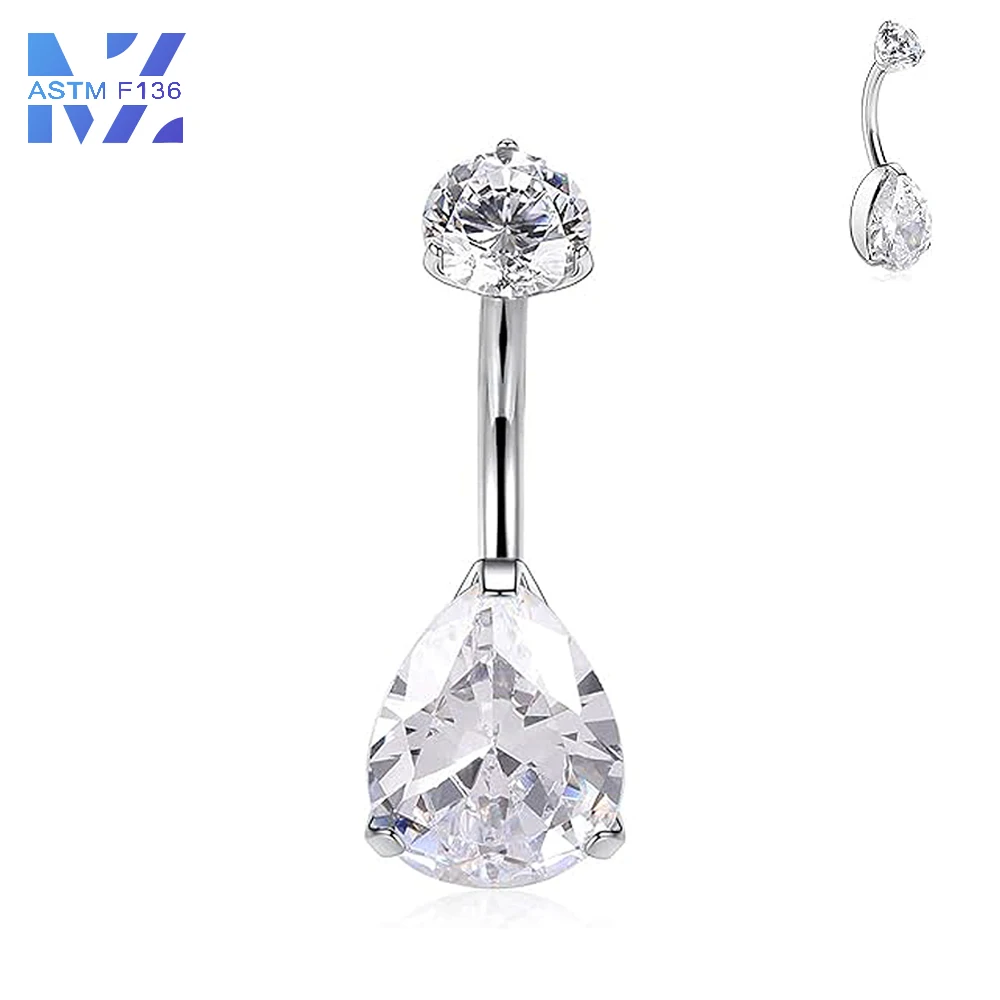 1 шт. F136 титановые пупки для ногтей капли воды циркониевые изогнутые стержни