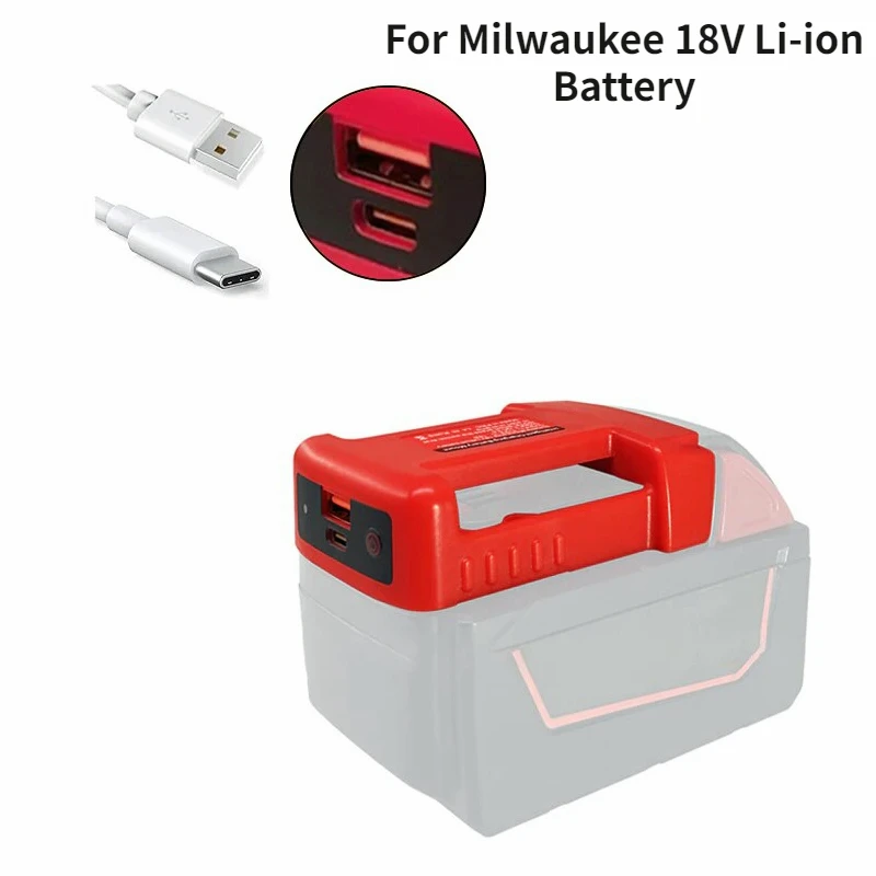 

Новинка держатель USB для аккумулятора стойка для быстрой зарядки для Milwaukee 18V порт для литий-ионного аккумулятора держатель для аккумулятор...