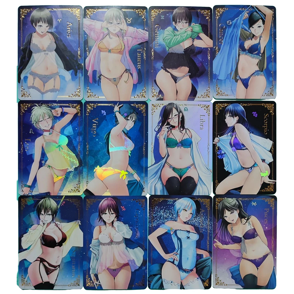 

12Pcs/set Anime Peripheral Diy Sexy Underwear Girl Series Flash Card Hobby Collection Card Game Cartoon Toy Birthday Gift