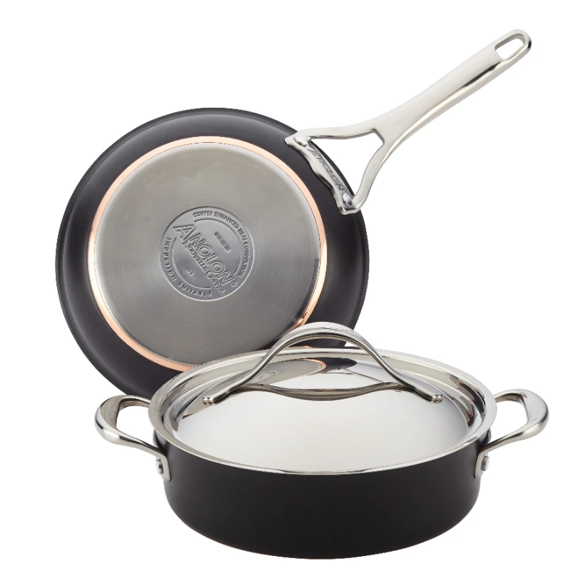 

Nouvelle Copper Luxe Hard-Anodized Nonstick Cookware Set, 3-Piece, Onyx