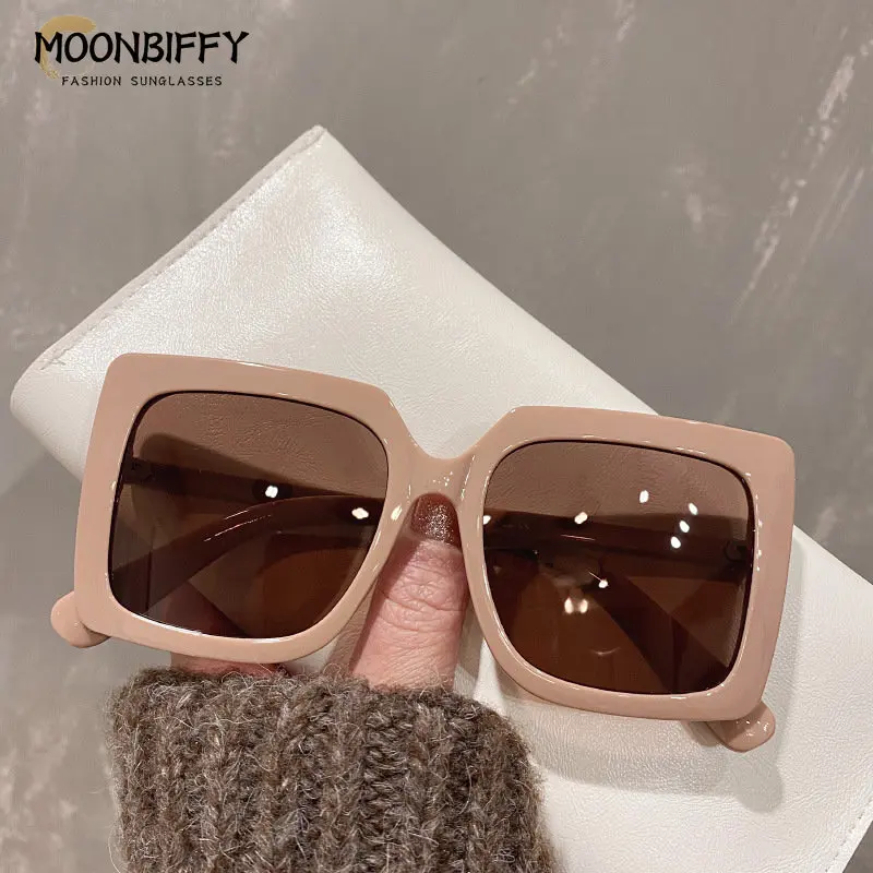 

Солнечные очки в квадратной оправе UV400 для мужчин и женщин, роскошные брендовые дизайнерские солнцезащитные аксессуары большого размера, розовые, на лето