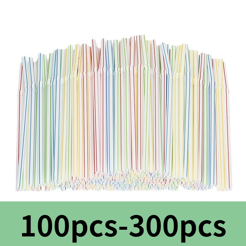 

300 шт. одноразовые пластиковые соломинки для локтя для кухни, бара, товары для вечевечерние НКИ, мероприятия, товары в полоску, гибкость