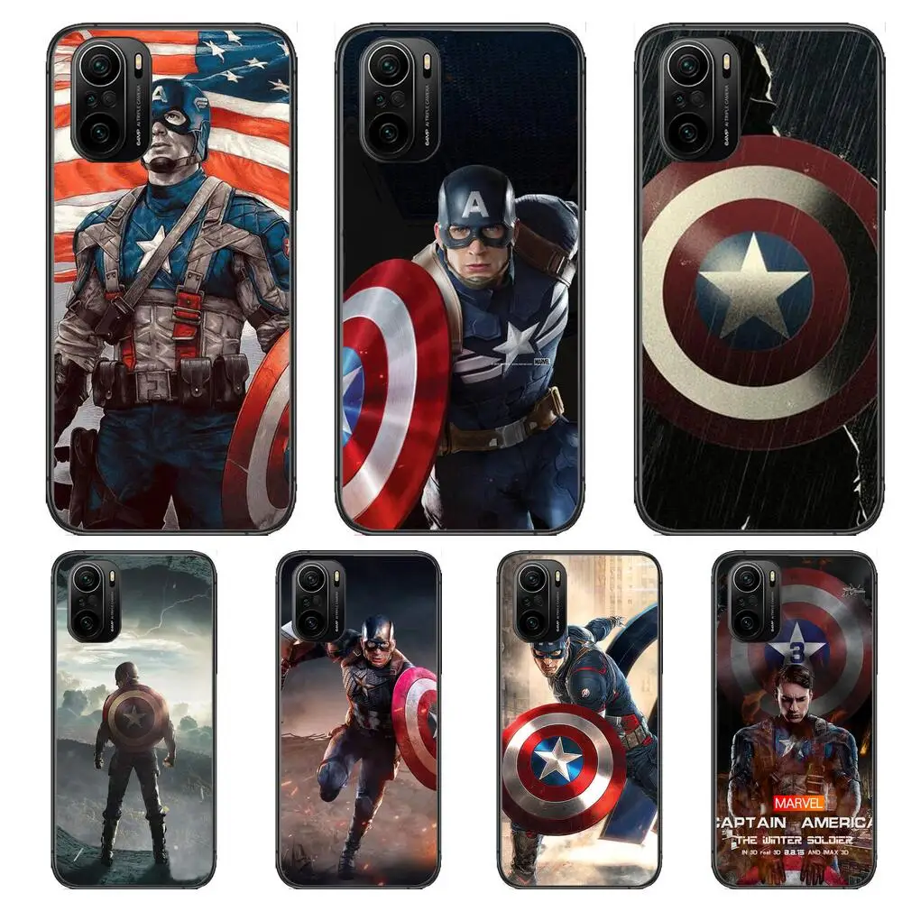 

Marvel Captain America Phone Case For xiaomi redmi POCO F1 F2 F3 X3 Pro M3 9C 10T Lite NFC Black Cover Silicone Back Prett mi 10