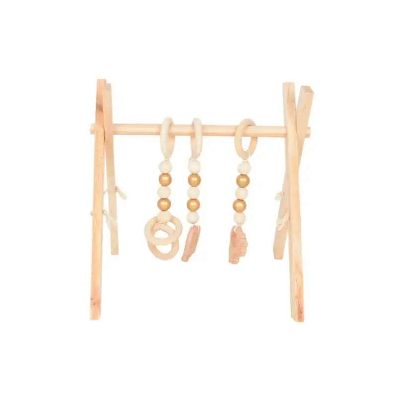 

Wooden Play Baby Gym Hangings Toys For Newborns Gift Foldable Wood Activity With Sensory Infants Toddlers Above 3 Months Old