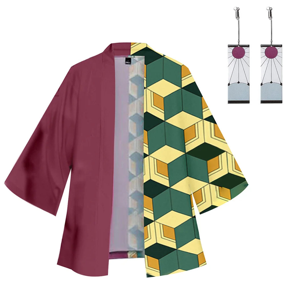 Кимоно с принтом из аниме рассекающий демонов Повседневный хлопковый кардиган