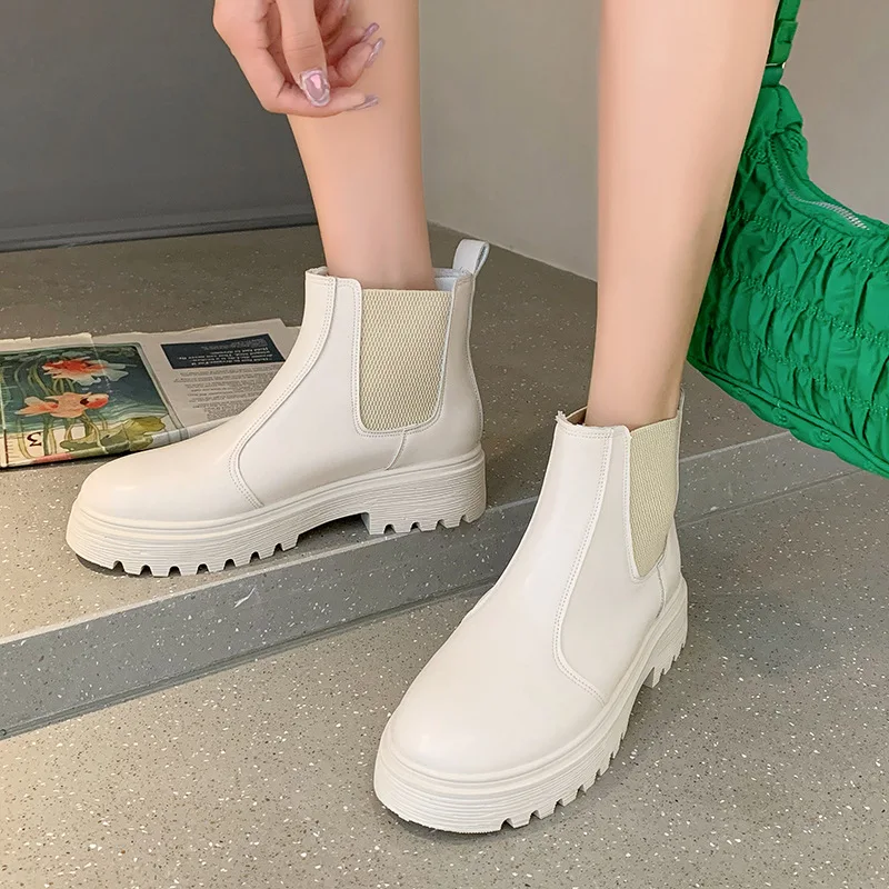 

Shoes Woman Boots Round Toe Luxury Designer Rubber Fashion 2022 Ladies Ankle Square Heel Winter Botines De Mujer