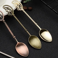 vintage style coffee spoon bronze carved small spoon dining bar flatware mixing spoons dessert teaspoon kitchen stirring tool