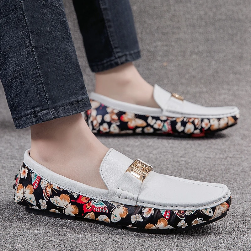 

2022 дизайнерские мужские роскошные брендовые Мокасины размера плюс 36 ~ 48, мужские цветочные разноцветные туфли без шнуровки для вождения, кроссовки