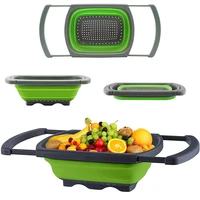 foldable fruit vegetable washing basket strainer silicone colander collapsible drainerbasket with handle kitchen storage tools