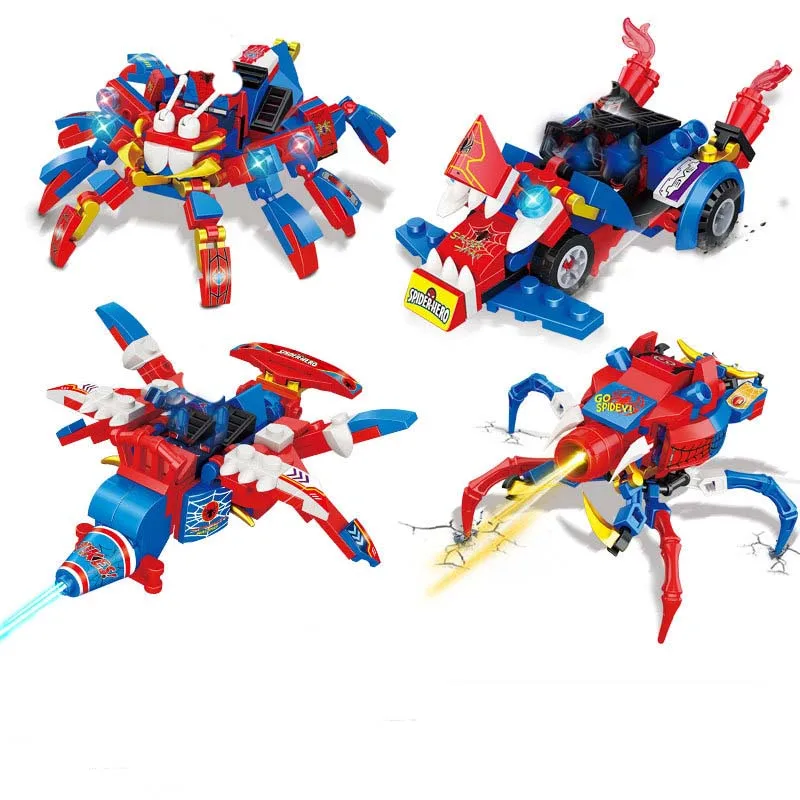 

4 In 1 Superman Plane Car Educational Assembled Models Building Blocks Compatible Small Bricks Toys for Children
