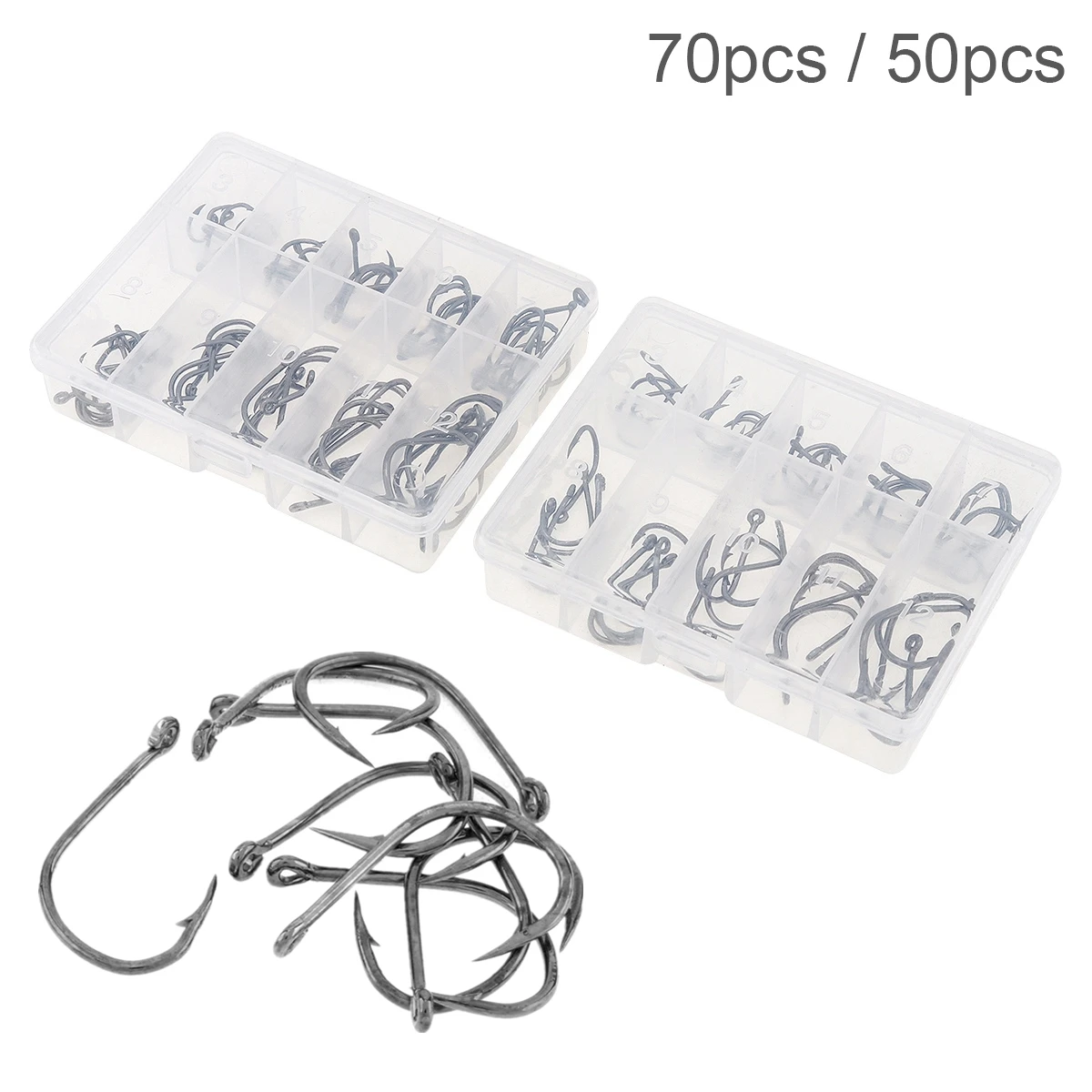 

50 / 70pcs Different Size Fishing Hook Set 3-12# High Carbon Steel Single Fishhooks Jip Barbed Carp Hooks with Hole
