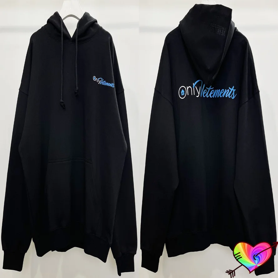 

Blue Vetements Logo Hoodie Men Women Thick Heavy Only Vetements Sweatshirts Oversize VTM Limited Edition Pullovers
