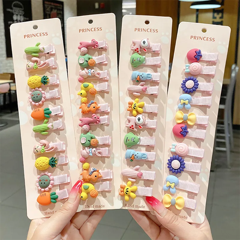 

10PCS/set 2021 New Cute Children Accessories Baby Hairpin Girls Don't Hurt Hair The Duckbill Clips Side Bangs Clips Lovely Girls