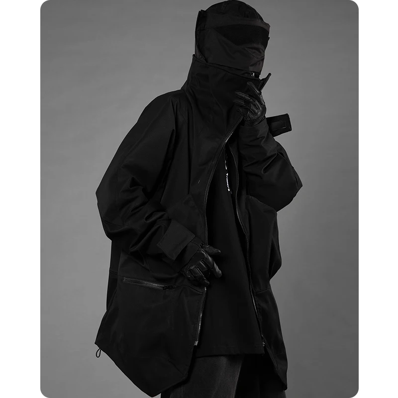 

Unisex Multifunctional Ninja Panel High-Neck Hooded Jacket Loose Casual Coat Men'S Clothing Harajuku High Street Oversize Hiphop