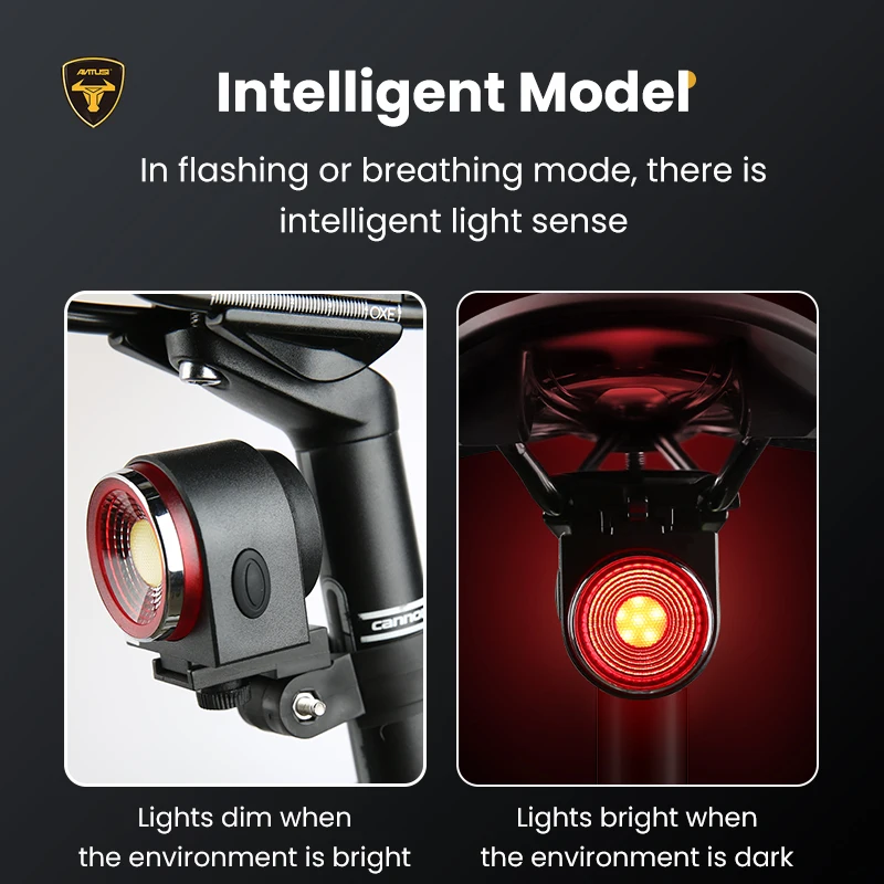 ANTUSI A8 Automatic Brake Taillight Remote Bicycle Rear Light Wireless Bell Road Bike Anti-theft Alarm Lock Q1 7 Colors MTB Lamp