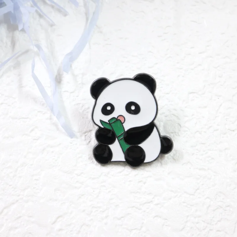 Creatieve En Schattige Panda-Vormige Broche Zoete Verse Dieridae Metalen Emaille Badge Kleding Rugzak Pinnen