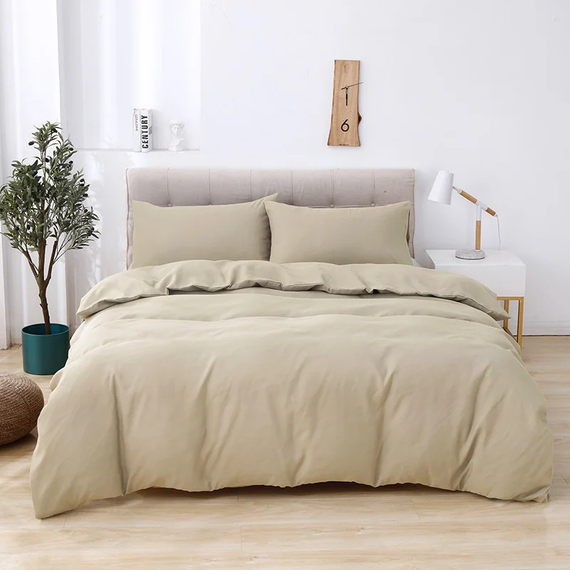 

American Style Simple Solid Color Queen Bedding Set Home Textiles Twin Duvet Cover Set Soft King Size Quilt Covers Pillow Cases