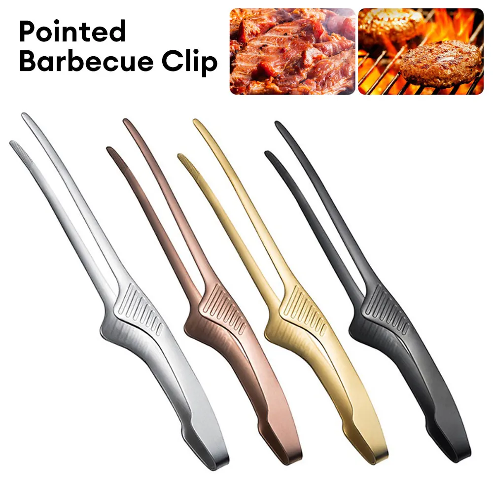 

BBQ Food Tongs Barbecue Clip Stainless Steel Kitchen Food Meat Clip Non-slip Non-Stick Steak Clamp Cooking Tool for Grill Baking