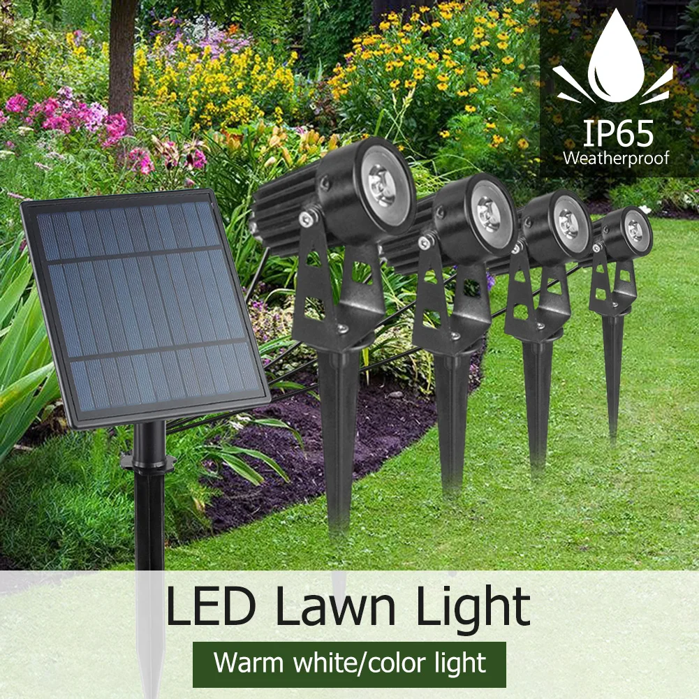 

4W IP65 Waterproof LED Lawn Lights Solar Energy Powered Landscape Spike Spot Lights Courtyard Ground Insertion Lamps