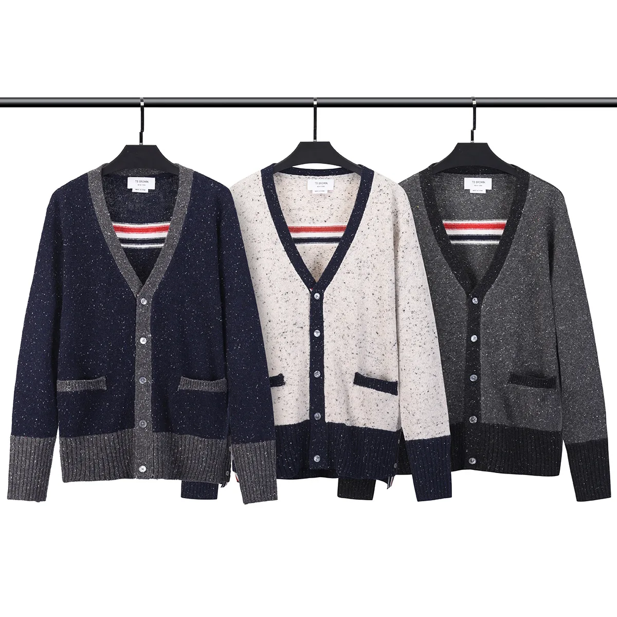 

TB BROWIN Cardigan Women Outerwear V Neck Knitted Outerwear Casual Jacket Winter Warm Korean Design Men tbCardigan Solid Striped