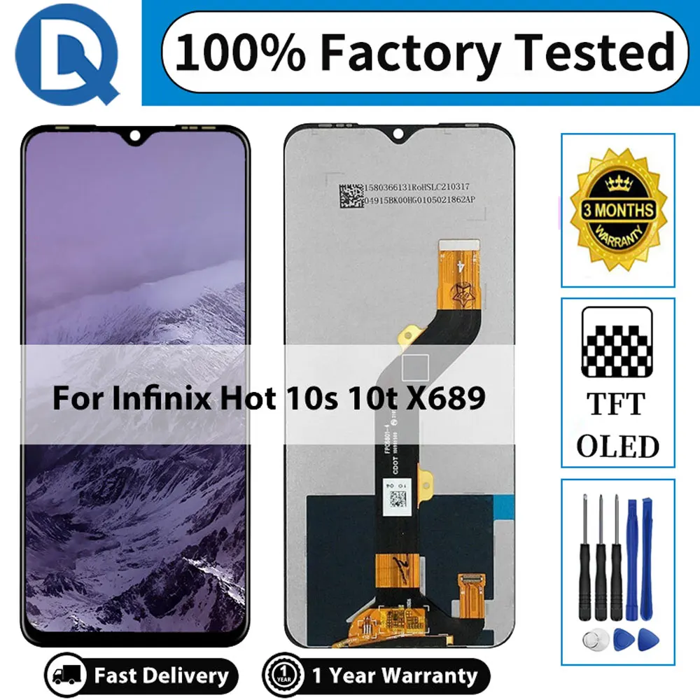 

6.82 Inch Original LCD Display For Infinix Hot 10S NFC / 10T,Display Touch Screen Digitizer Replacement Quality for X689B Screen