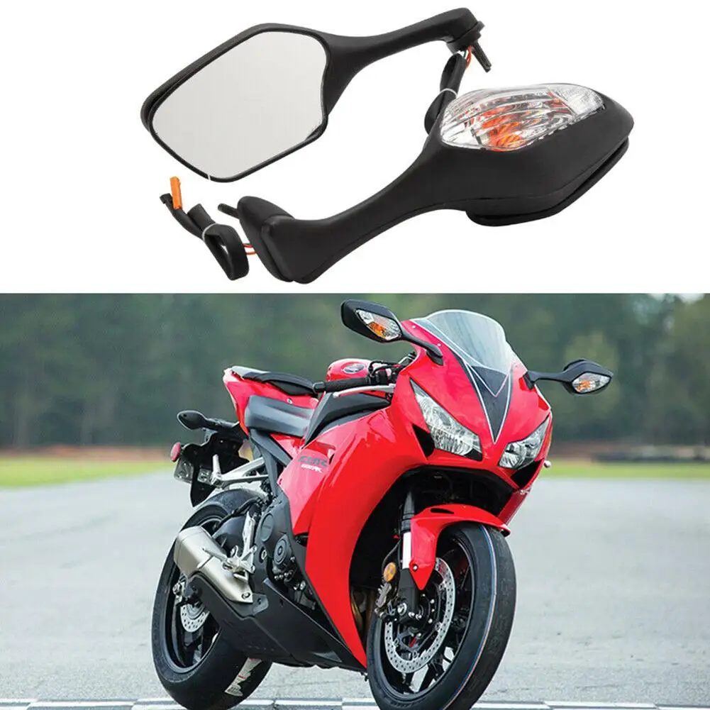 1 Pair Motorcycle Rear View Mirror Angle Adjustable Mirrors With Led Turn Signal Compatible For Honda Cbr1000rr 2008-2012