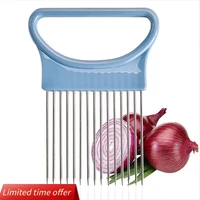 stainless steel onion chopper kitchen gadget tools onion needle cut fruit vegetable slices fixator onion slicer food chopper