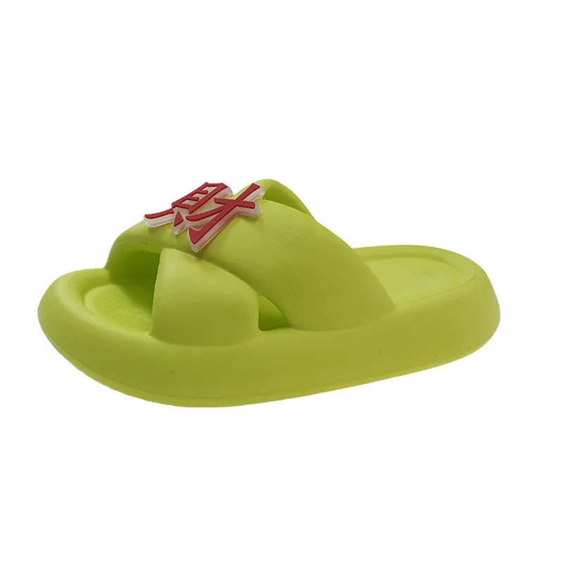 Get Rich Word Slippers Women's Summer Outwear 2023 New Thick Sole Anti Slip Beach Home Vacation Feet Feeling Cool Slippers