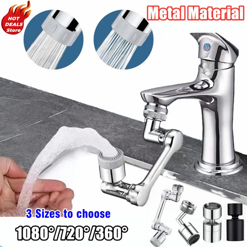 Metal Faucet Extender Aerator Bubbler Nozzle 1080° Universal Rotation Faucet Sprayer Head for Kitchen Tap Washbasin Robot Arm
