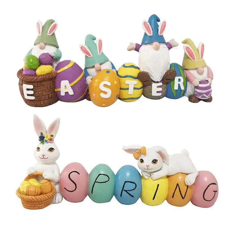 

Easter Bunny Statue Faceless Gnomes Easter Table Top Decorations Resin Nordic Swedish Nisse Scandinavian Tomte Statue For Easter