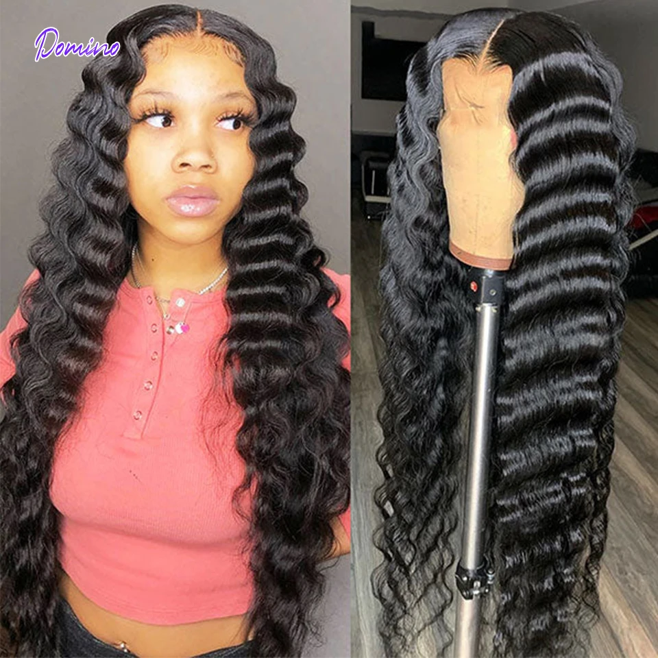 Domino Loose Deep Wave Wig 30 Inch 13X4 HD Transarent Lace Frontal Wig 180 Density Lace Front Human Hair Wigs For Black Women