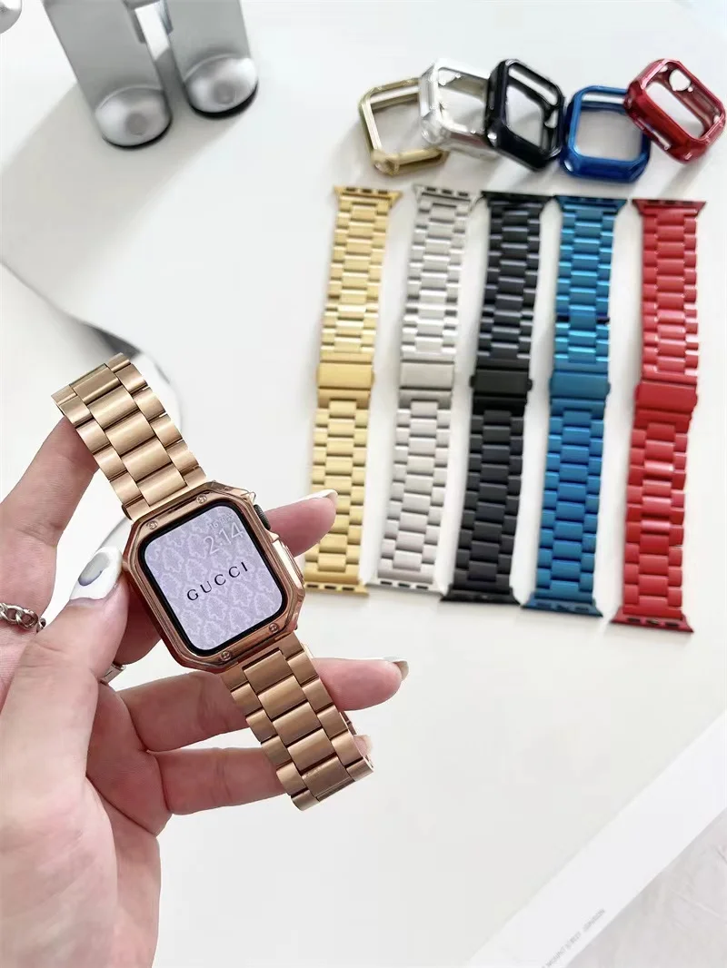 

Case + Strap Stainless steel metal strap For Apple Watch Band Series7 6 5 4 3 SE iWatch 41mm 45mm 40mm 44mm 42mm 38mm