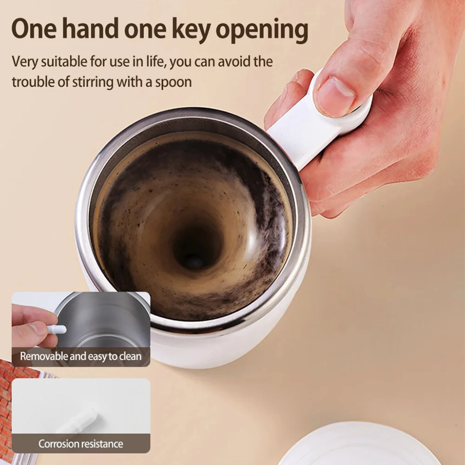 Mixing Cup Stainless Steel Mug Rotating Blender Auto Stirring Coffee Tea Milk Cocoa Water