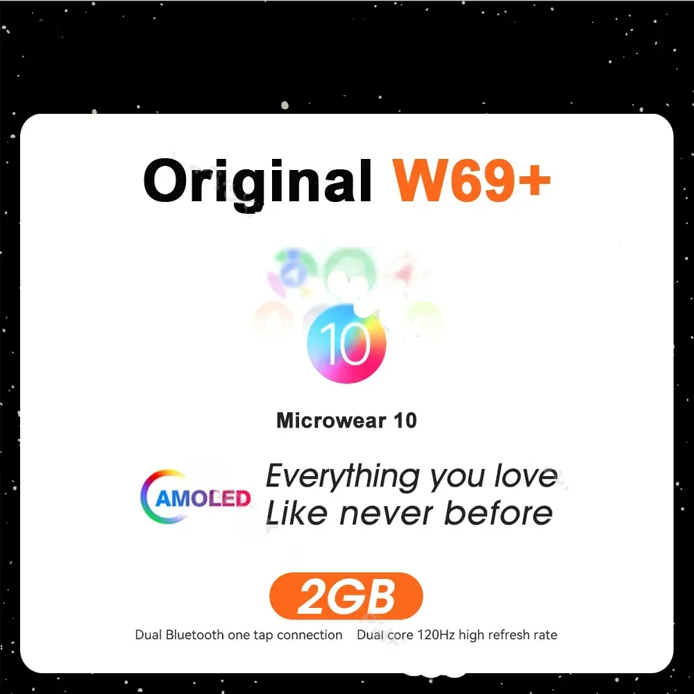 

2023 New W69 Plus Upgrade Smart Watch Men AMOLED Local Music Bluetooth Call Watches ECG Women Smartwatch Compass pk Hk8 Pro Max