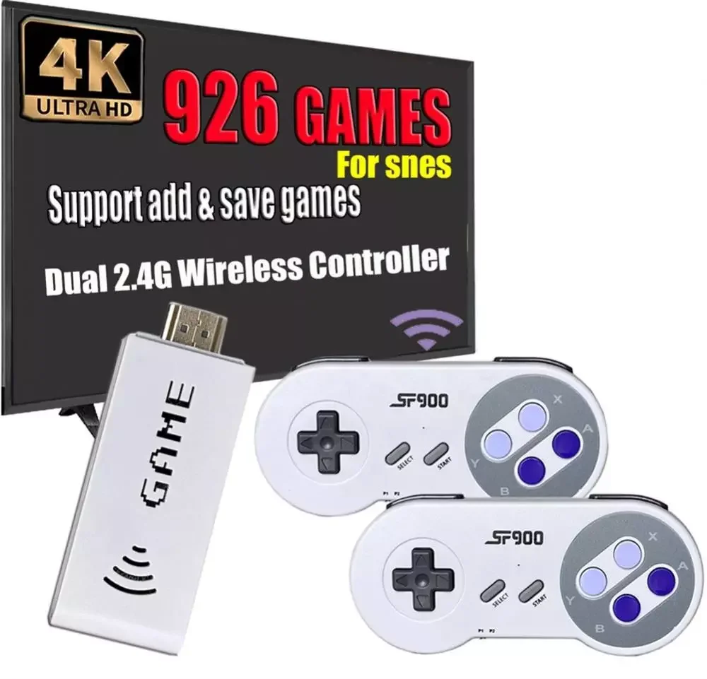 

Game Stick Video Game Console SF900 Built In 926 Classic Games Wireless Controller 16 Bit Retro Game Console For SNES NES