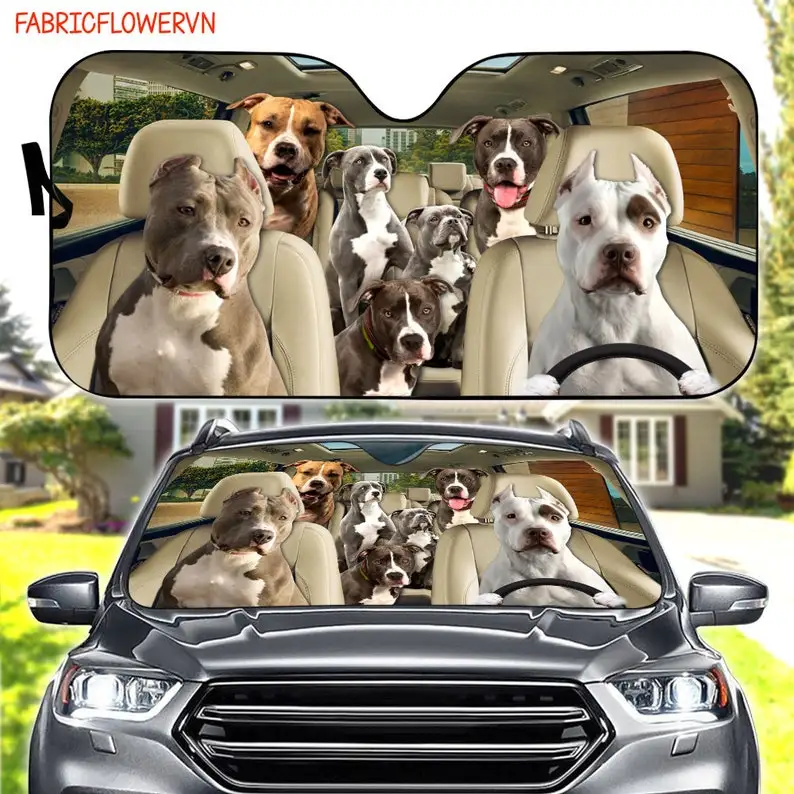 

American Pit Bull Terrier Car Sunshade, Dog Car Decoration, Dog Windshield, Dog Lovers Gift, Dog Car Sunshade, Gift For Mom, Gif