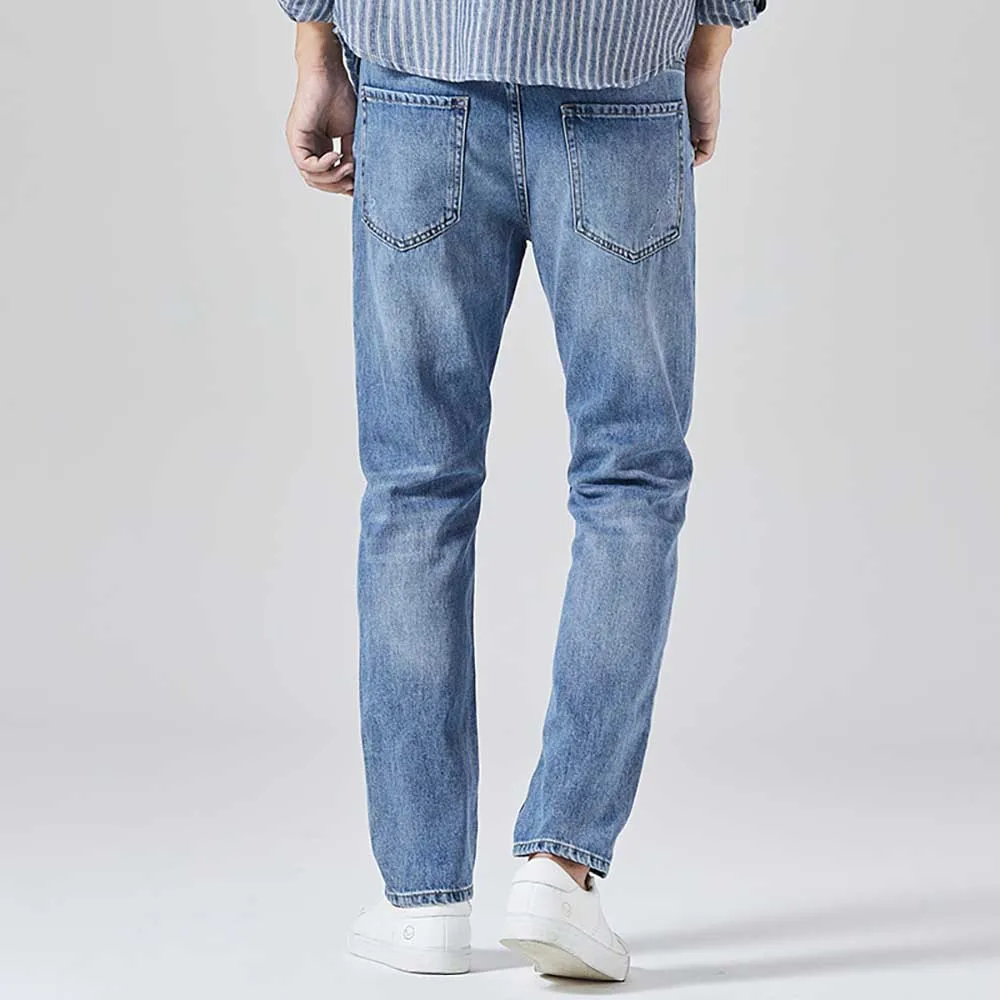 Spring  Autumn Ripped Jeans Men's Washed Straight Cotton Trousers Youth Trend Denim Pants Streetwear Beggar Pants Clothing