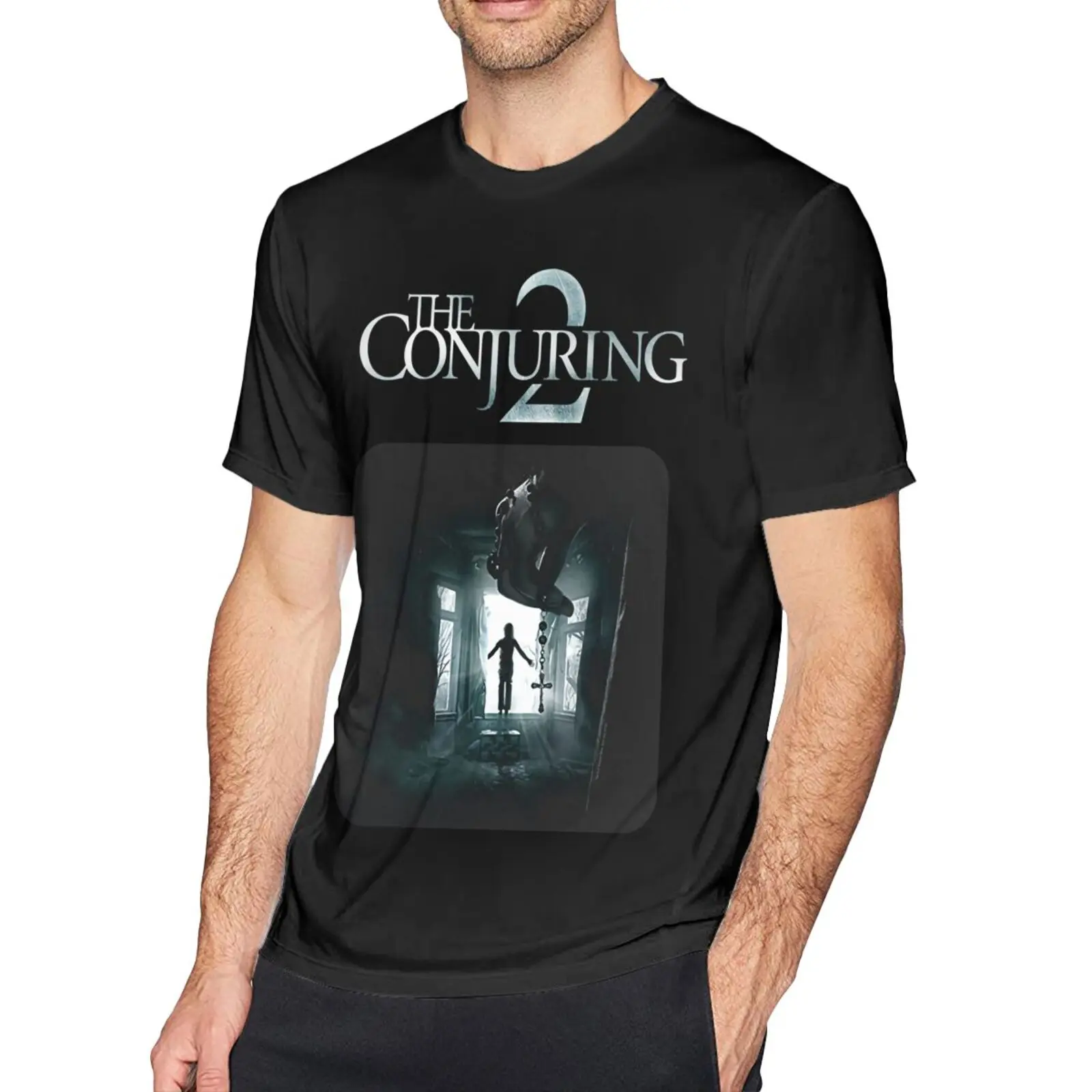 

Мужская холщовая футболка премиум-класса The Conjuring 2 с постером, топы, рубашки для мужчин, мужские рубашки, женская футболка, футболки, мужские ...
