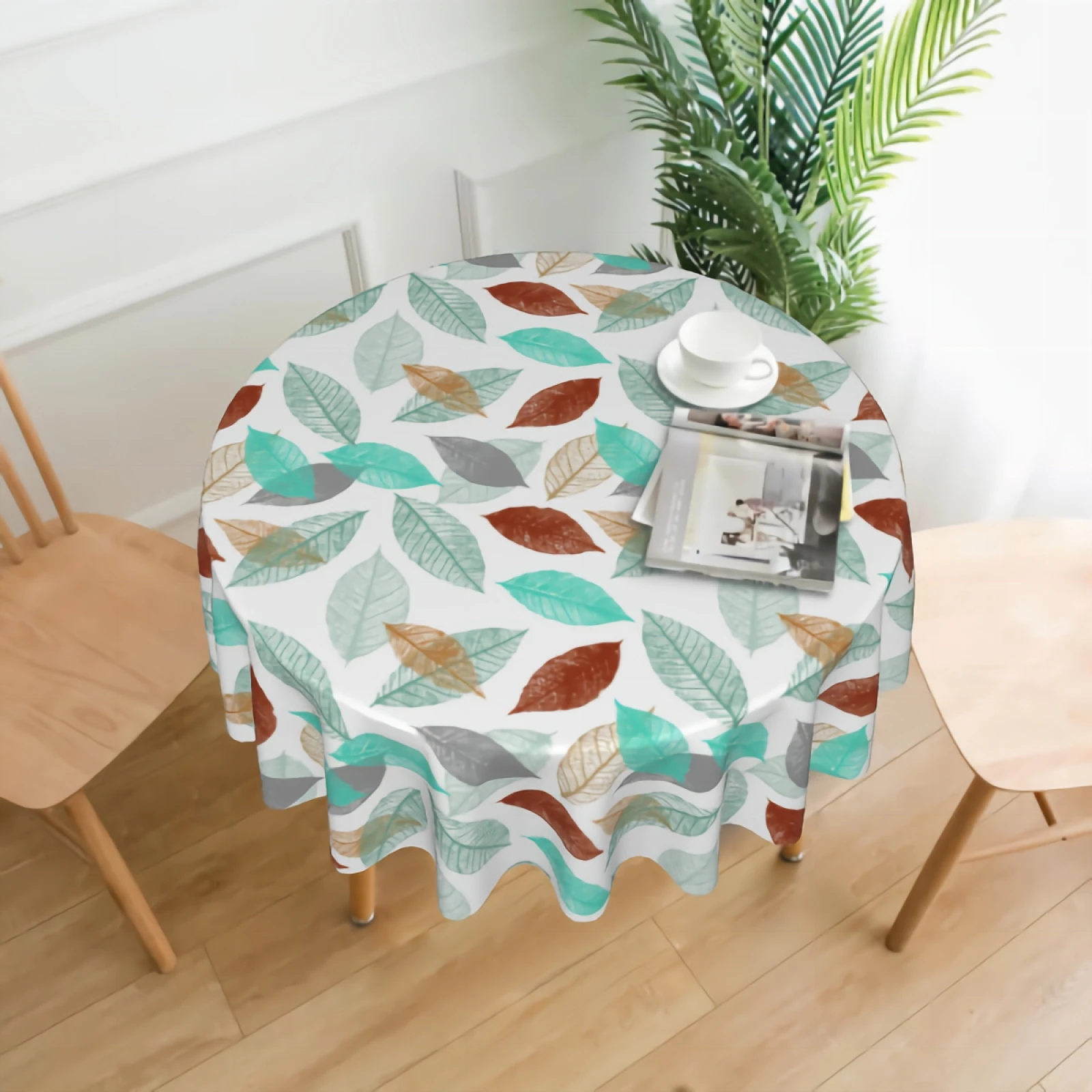 

Colorfu Leaves Tablecloth Round 60 Inch with Dust-Proof Wrinkle Resistant Waterproof Decorative Table Cover