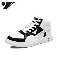 popular new mid top colorblock sneaks fashionable comfortable breathable height increasing non slip casual mens shoes